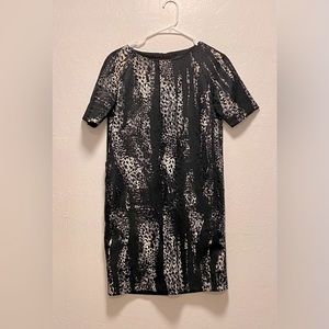 COS Black White Abstract Print Lace Overlay (Size 36)